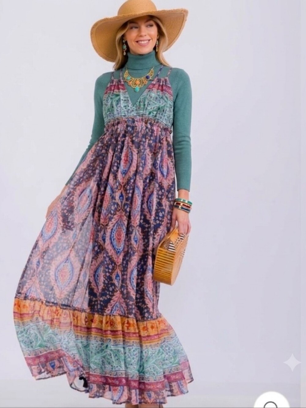 Bohemian Maxi Dress in Multicolor